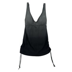 TYR V Neck Sheath One Piece Swimsuit  Women's Size 10 Fishnet Black/Gray Ties